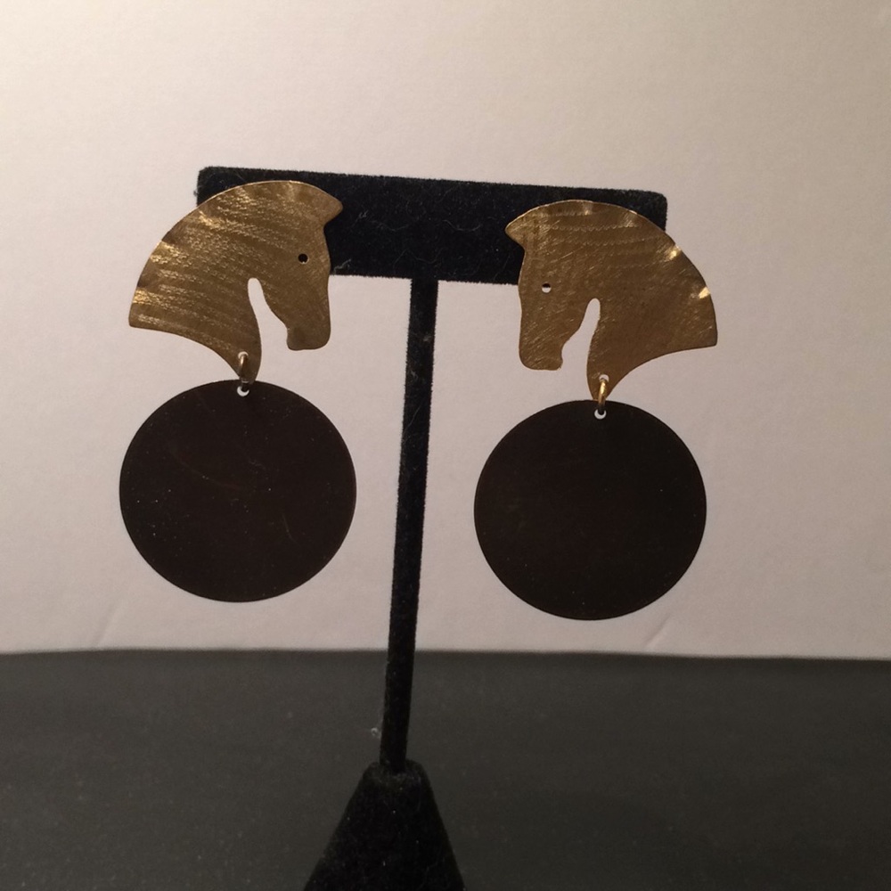 Beautiful natural brass and gold horse earrings - Picture 4 of 4